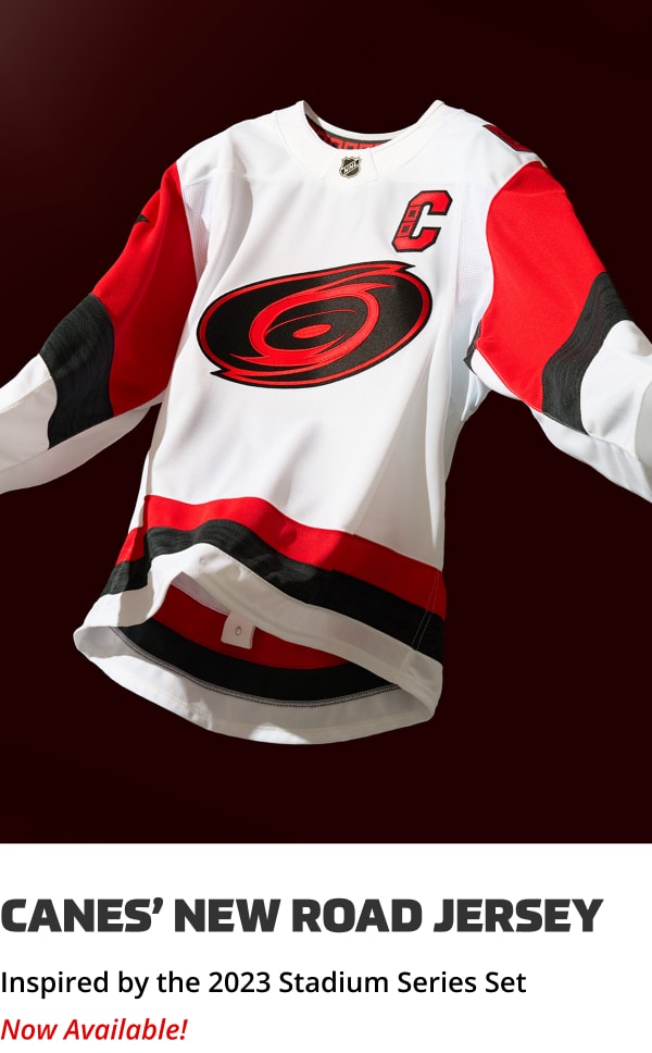 Canes' New Road Jersey. Inspired by the 2023 Stadium Series Set. Now Available.